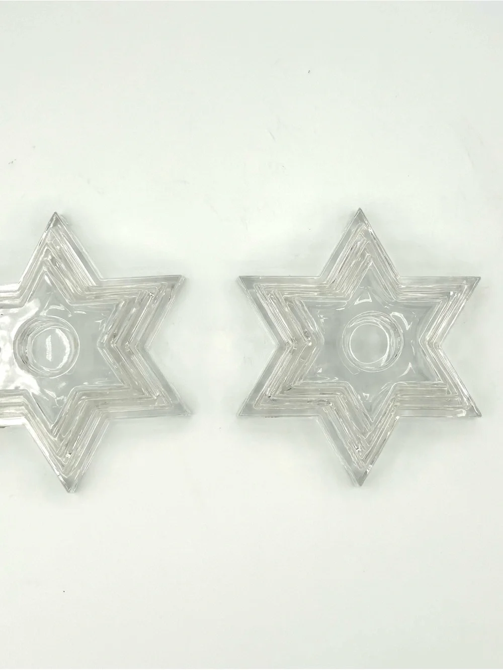 Star of David Multi-Tiered Candlestick Holders Set of 2 Lead Crystal Germany